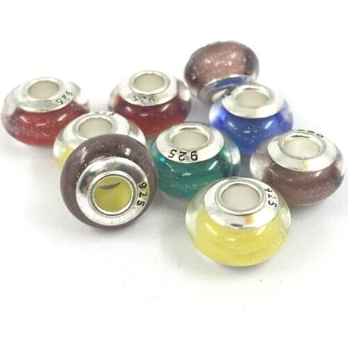 Silver Plated DIY Murano Glass Beads Fit Charms Bracelet Charms For Women Jewelry