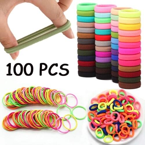 100pcs/lot Mini Rubber Band 2.5CM Hair Binding Tool Solid Rubber Band Cute Childrens Hair Decoration Hair Bands for Women
