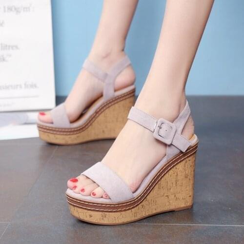 2021 New Slope Heel Sandals Womens Summer Fashion Womens Shoes With Small Thick Soles And Fashionable High-heeled Shoes