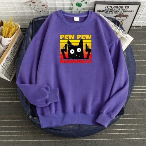 Pew Madafakas Black Cat Sweatshirts Men Warm Cartoon Pullovers Men Autumn Fashion Hoodie Sweatshirt Loose Harajuku Streetwear