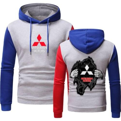 2021 Mitsubishi Motors Hoodies Sweatshirts Men Color Patchwork Hip Hop Comfortable Streetwear Oversized Outwear Long Sleeve Tops