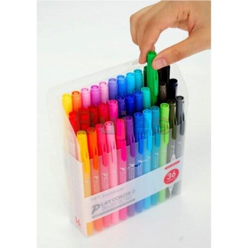 Tombow PLAY COLOR2 series 6/12/24/36 color Double head watercolor pen hand curtain painting brush professional art supplies