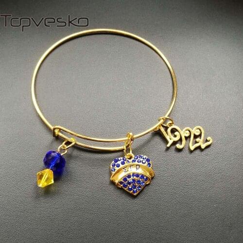 Topvekso Greece Greek Sorority Sigma Gamma Rho SGR heart 1922 charm Adjustable Bangle Bracelet Jewelry