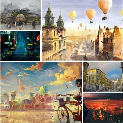 Street Scenery 5D Diy Full Square and Round Diamond Painting Embroidery Cross Stitch Kit Wall Art Club Home Decor for Gifts