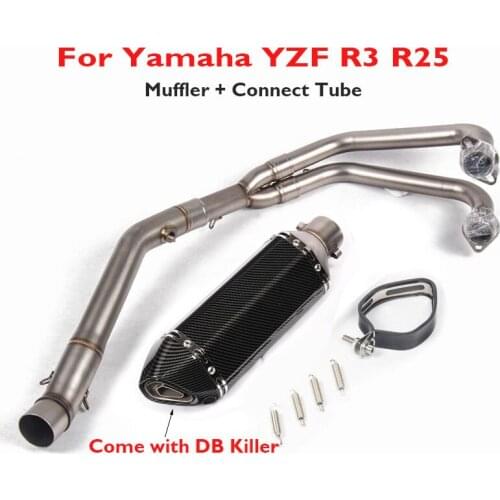 Motorcycle Exhaust Silencer Tip Muffler Header Connection Link Pipe for Yamaha YZF R25 R3 Exhaust System Slip on Pipe