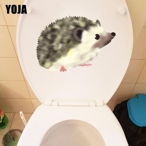 YOJA 22.6×16.3CM Cartoon Hedgehog Funny Toilet WC Accessories Animal Home Room Wall Stickers T1-2771