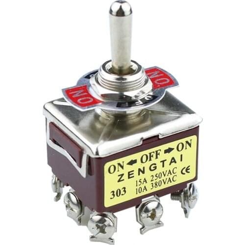 1PCS Toggle Switch E-TEN303 ON-OFF-ON 9PIN 10A 380V Toggle SW power switch brown