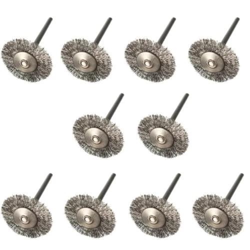 Fixmee 10pcs/set rotary tool accessories wire brush diameter 25mm steel polishing wheel for metal polishing