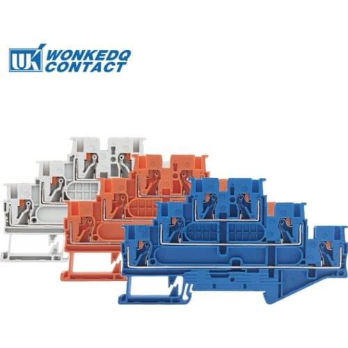 Terminal Block Din Rail 10Pcs ST-2.5-3L Spring 3 layers Level Connectors Return Pull Type Screwless ST2.5-3L