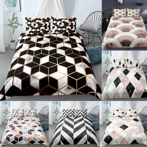 2/3Pcs Fashion Marble Bedding Set European Lines Geometric Pattern Duvet Cover With Pillowcase Home Living Comforters