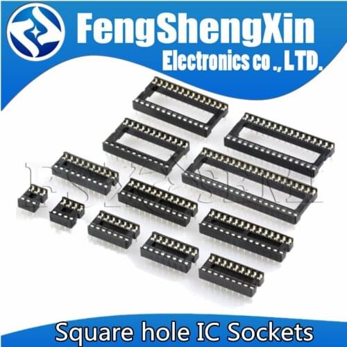 200pcs Square hole IC Sockets DIP6 DIP8 DIP14 DIP16 DIP18 DIP20 DIP28 DIP40 Connector DIP Socket 6 8 14 16 18 20 24 28 40 pin
