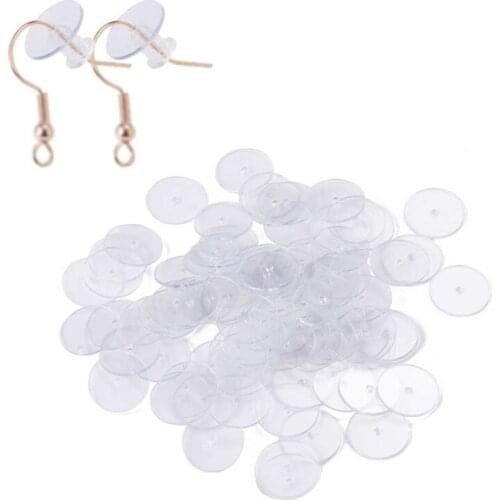 200Pcs Earrings Clear Disc Pads to Stabilize Earrings Plastic Ear Anti Pain Comfort Round Discs Kit for Earrings Backs