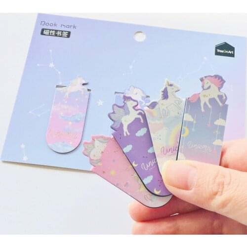 3pcs/set Kawaii Magical Unicorn Magnetic Bookmark Marker of Page Student Stationery School Office Supply Kids Gift