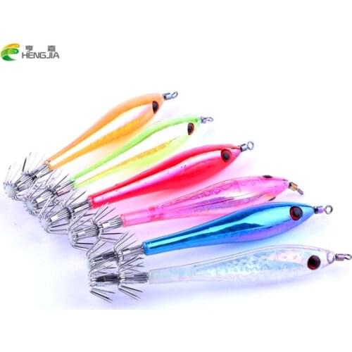5pcs Luminous Squid Hook Umbrella Wood Shrimp Luminated Sea Fishing Fluorescent Squid Cuttlefish Sleeve Jig Fishing Lure Pesca