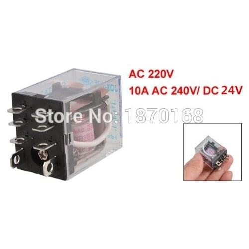 JQX-13F AC 220 V Coil 8 Pin DPDT Relay listrik, 10A 240VAC 24VDC
