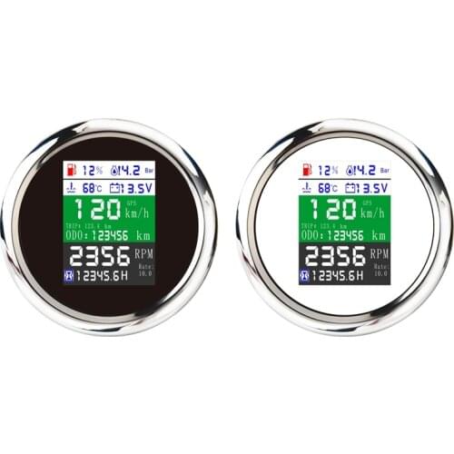 85MM 6-in-1 Multi-Functional GPS Speedometer Tachometer Fuel Level Water Temp Oil Pressure Gauge Voltmeter Alarm