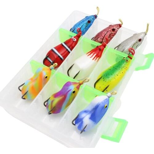 9pcs/Box Big Soft Frog Fishing Lure set Topwater Modified Large Frog lure With Double Hooks Artificial bait high quality Lure