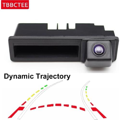 Dynamic Trajectory Car Camera For Audi A6 C6 2005~2011 Reverse Backup Rear View Trunk Handle HD CCD Night Vision NTSC RCA