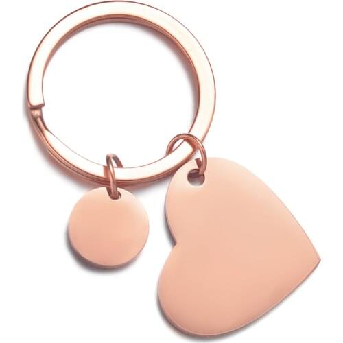 10pcs/lot Blank 304 Stainless Steel Round and Heart Key Chain Ring 4 colors Accessory for Personalized Jewelry Making SP038