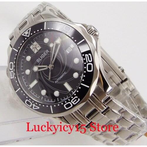 BLIGER New Automatic Men Wrsitwatch Sapphire Glass Date Indicator Steel Band