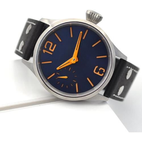 Corgeut hand winding 6497 movement 43MM blue sterile luminous dial Sapphire glass fashion at 9 o'clock waterproof mens watch