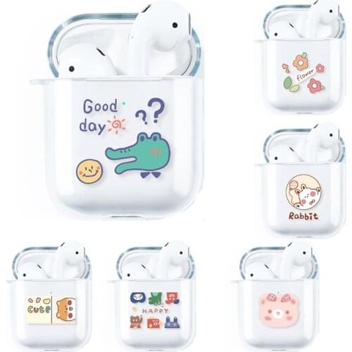 Cute Case For Airpods 2 1 Capa Cartoon Transparent Bluetooth Earphone Cases For Apple Air pods 1 2 Protective Headphone Coque
