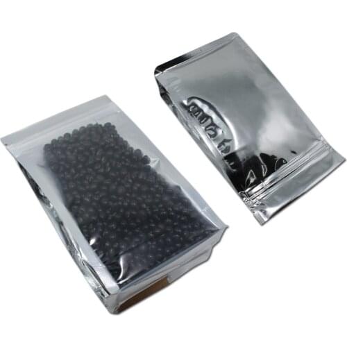 DHL 200pcs/lot Reusable Zip Lock Clear / Silver Aluminum Foil Mylar Bag Coffee Nut Beans Candy Storage Side Gusset Organ Pouch