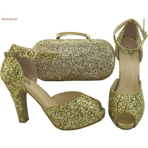 Doershow High Quality African Style Ladies Shoes And Bags Set Latest Italian Shoes And Bag Set For Party Size 38-42WR1-12