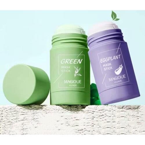 Green Tea Eggplant Extract Mud 40g Anti aging repair skin Oil Control Gentle Facial Cleansing Solid Mask Natural mask for face