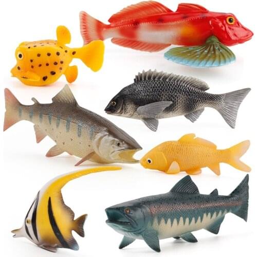 Simulation Solid Freshwater Fish Toy Plastic Puffer Tuna Action Figures Educational Toy for Children Kid Christmas Gift
