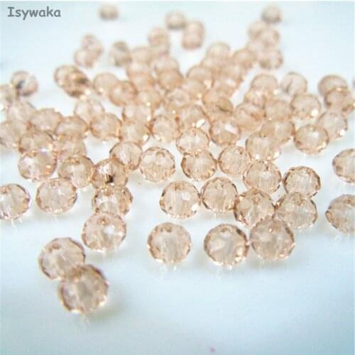 Isywaka Tender Rose Color 3*4mm145pcs Rondelle Austria faceted Crystal Glass Beads Loose Spacer Round Beads for Jewelry Making