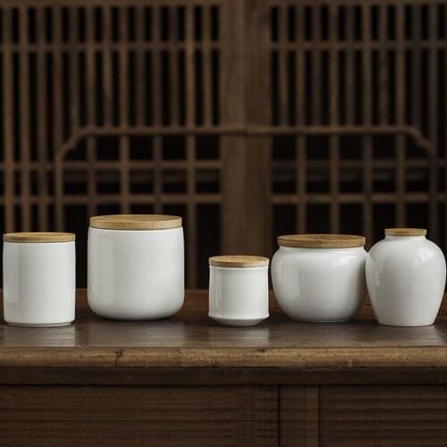 Ceramic Whiteware Tea Containers Jade Porcelain Tea Warehouse Small Number Tea Container Lard White Sealed Cans Medicine Cans