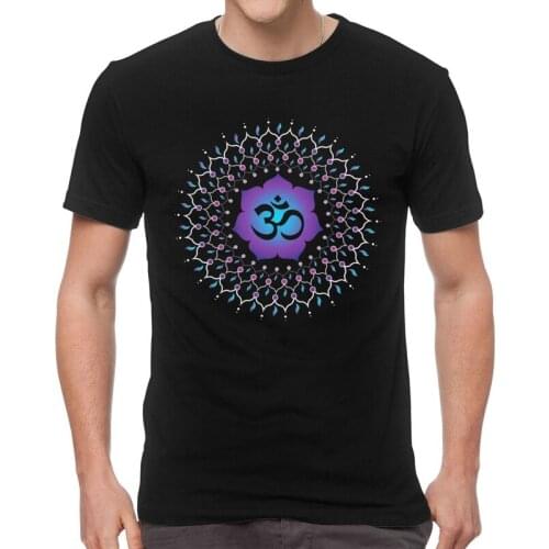 Maha Mrityunjaya Mantra T-Shirts Men Graphic T Shirt Short Sleeve Om Yoga Mandala Buddhism Aum Tshirts Cotton Tee Top Clothing