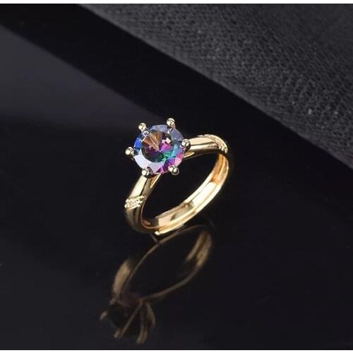 Trendy Dainty Rings Adjustable Size Inlay Dazzling Colorful Cubic Zirconia Unique Charm Jewelry For Women Promise Wedding Party
