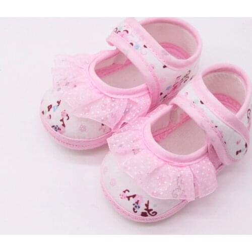 #EW Baby Girl Toddler Shoes Soft Shoes Soled Lace Floral Print Footwear Crib Shoes 1 Pair Cotton Fabric Baby Shoes детская обувь