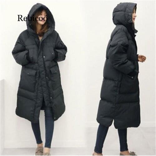 New cotton clothes warm bread thick hooded long female cotton jacket loose casual winter jacket
