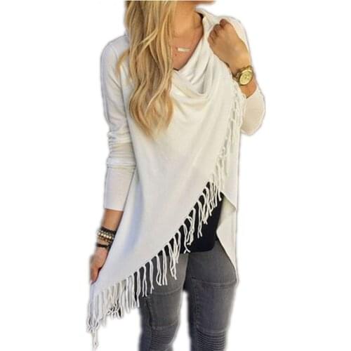 2021 New Boho Style Autumn Women Tassels Crochet Ladies Knitted Tops Casual Long Sleeve Shirts Tops Feminino Y95