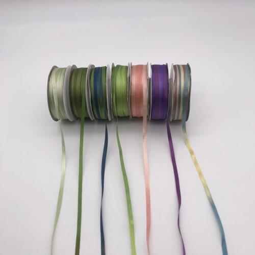 4mm new variegated color 100% pure silk woven double face silk ribbons for embroidery handcraft project,gift packing