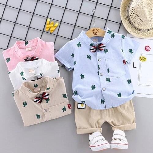 Boys Clothes Baby Summer Print Shirt Set Print Short Sleeve Shirt + Pants For Baby Clothing Toddler Boy 2 PCS Outwear 1 2 3 Year