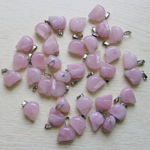 Wholesale 12Pcs/Lot Good Natural Pink Crystal Stone Skull Skeleton Pendant DIY Jewelry Making Earring Necklace Free Shipping