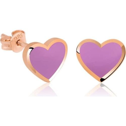 Silverlina Silver Phosphorescent Lilac Heart Earrings