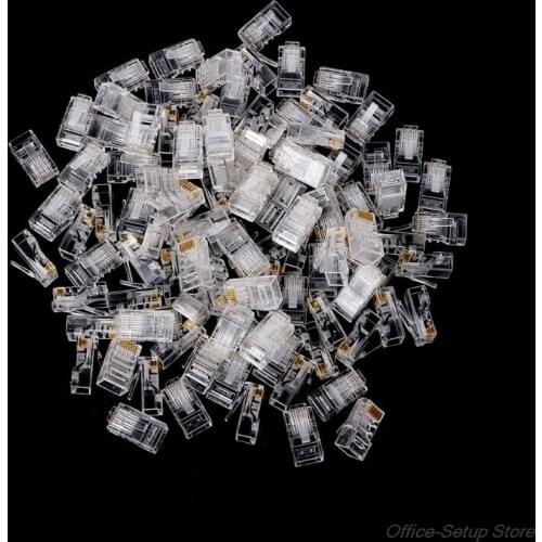 100Pcs Gold Plated RJ45 Net Network Cables Modular Plug Cat5 CAT5e Connector 8P8C Modular Rj45 Plug Terminals M03 21
