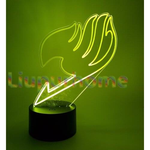 FAIRY TAIL 3D Night lights Visual Illusion LED Changing Novelty Light Lamp FAIRY TAIL Symbol Creative Led Desk lamp