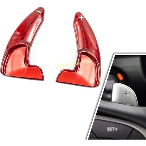 Carbon Fiber Steering Wheel Paddle Shifter Extension For 2014-2020 2021 Jeep Grand Cherokee Dodge Charger Challenger Durango Red