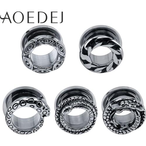 AOEDEJ Ear Stretchers Plugs Tunnels 316L Stainless Steel Tunnel Piercing ombelico Dilataciones oreja Piercing Dragon Tunnel 8mm