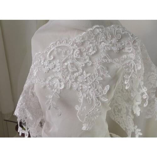 Vintage Style Ivory Alencon Lace Trim Corded Lace Trim Wedding Bridal Lace Fabric On Mesh 6 Yards
