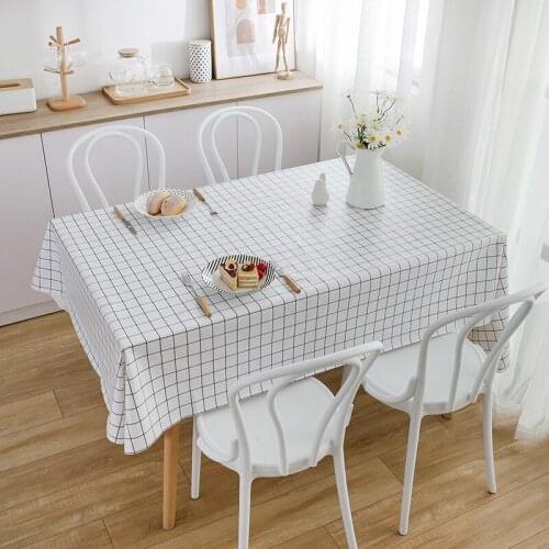 Waterproof Oil-proof PVC Plaid Tablecloth Table Cover Cloth Wedding Birthday Party Picnic Dining Rectangle Idyllic Table Cloth