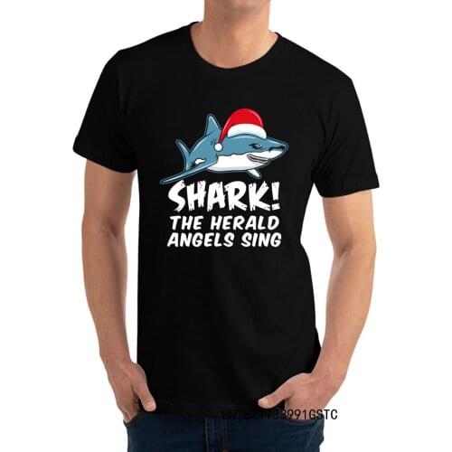 Funky Men Tshirts O Neck Short Sleeve Premium Cotton Shark the Herald Angels Christmas gift Tops Shirt 3D Printed T Shirts