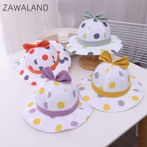 Zawaland Fashion Wave Point Fishman Caps Cute Bow Girl Hats Fashion Street Travel Kids Sun Hat 2021 Spring Summer Caps