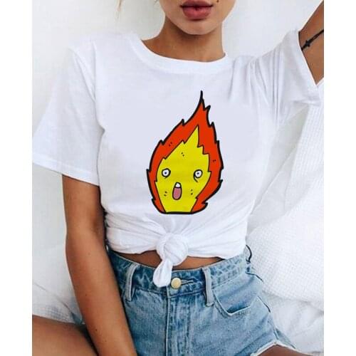 Power Fire Summer Fashion Women T Shirt Harajuku Short Sleeve Funny T-Shirt Cute Cartoon Printed Top Tees Female Clothes